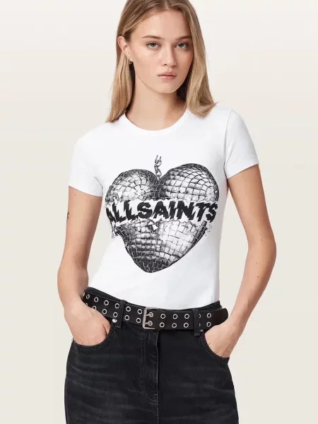 AllSaints Tricou Reflect Stevie alb