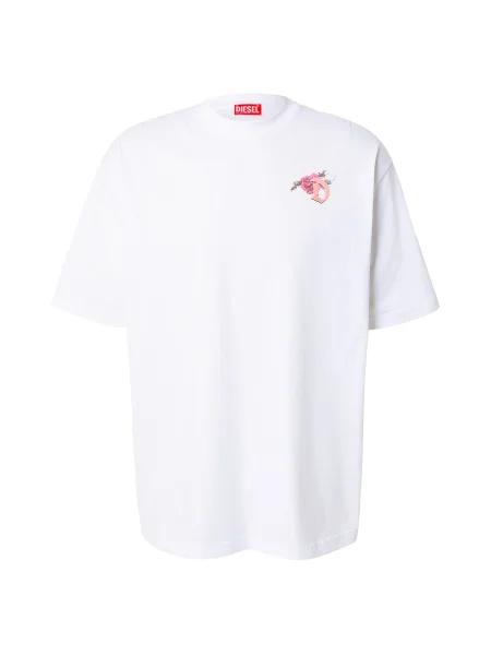 DIESEL Tričko kiwi / magenta / růže bílá