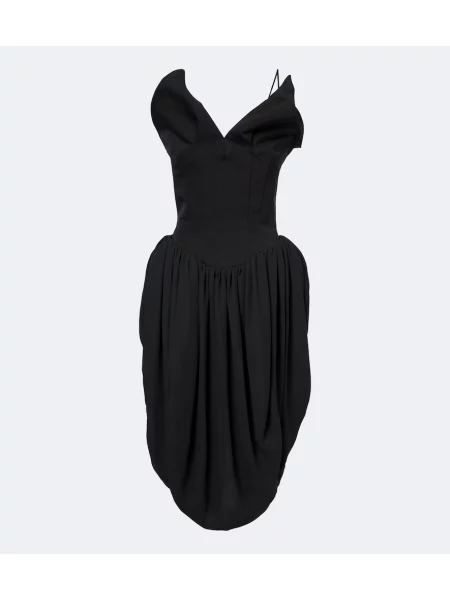 Rochie Magda Butrym de mătase drapată negru