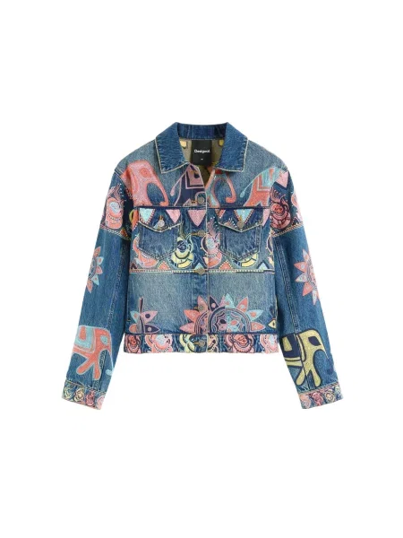 Desigual Geacă de primăvară-toamnă azur / denim / galben pastel / corai albastru