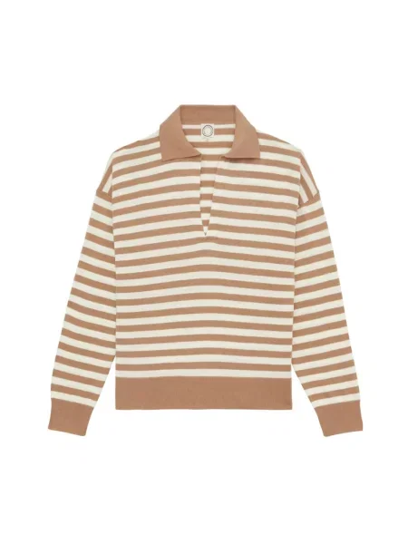 Sweter Ines De La Fressange Paris w paski z paskiem beżowy