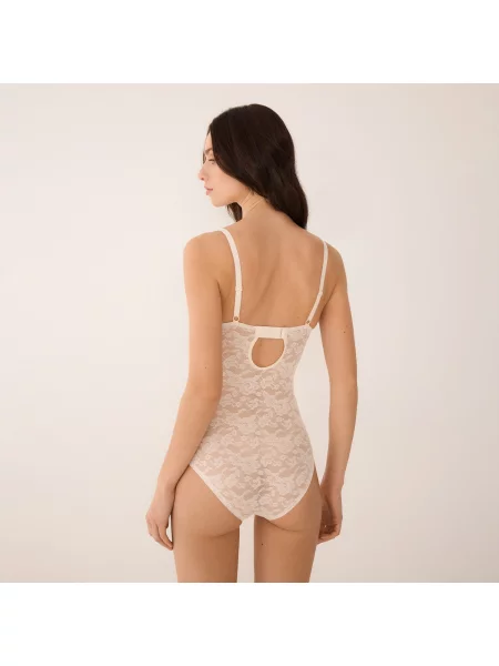 Reserved Krajkové body s ramínky krémová