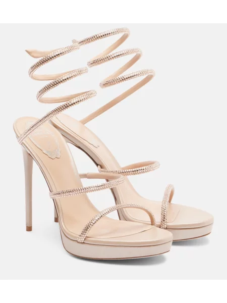 Sandale Rene Caovilla din satin roz