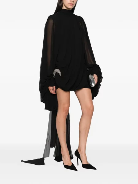 Rochie mini Amen drapată cu mărgele negru