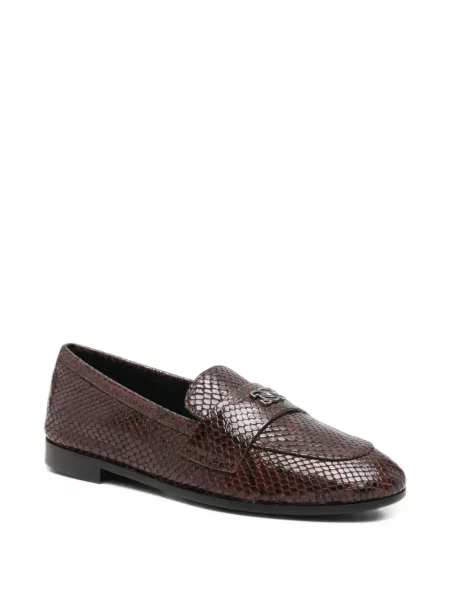 Pantofi loafer Casadei cu model piele de șarpe cu autograf maro