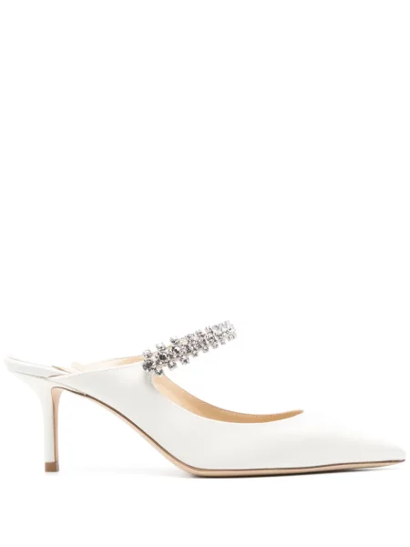 Papuci tip mules Jimmy Choo din piele alb