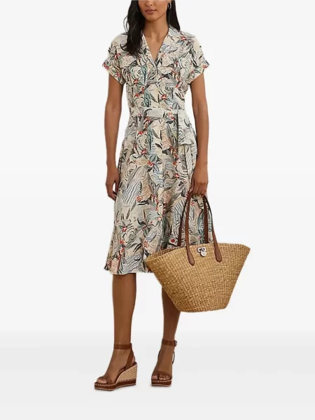 Rochie Lauren Ralph Lauren cu model floral cu imagine de costum alb
