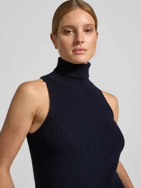 Bezrękawnik z dzianiny z golfem Style Icon Collection granatowa