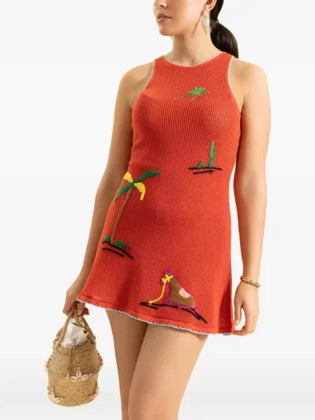 Rochie mini Staud cu broderie portocaliu