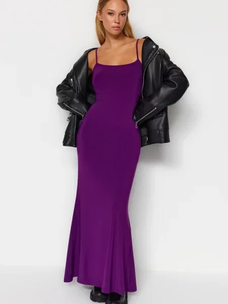 Rochie maxi Trendyol slip-on cu bretele violet