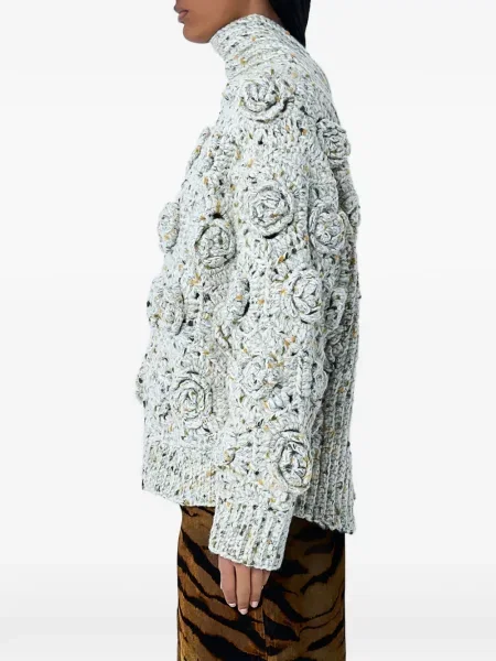Pulover Ganni cu model floral alb