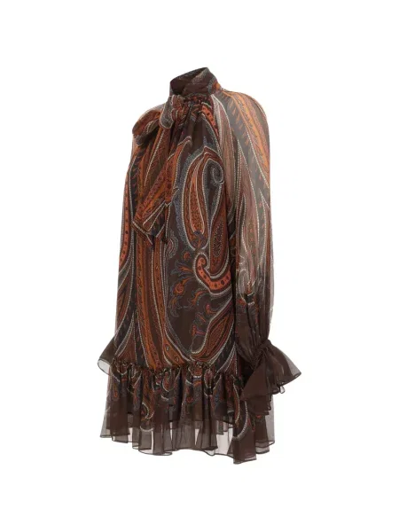 Rochie mini Etro cu imagine cu model paisley maro