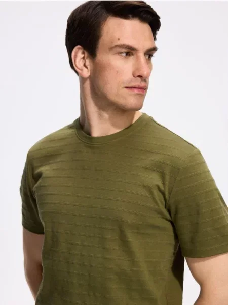 Reserved Tricou regular din verde-închis verde