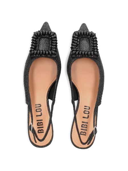 Pantofi cu toc Bibi Lou cu cataramă cu mărgele negru