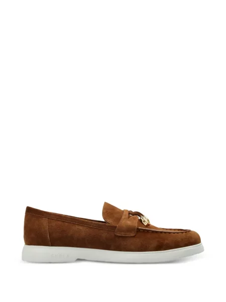 Pantofi loafer Furla din piele de căprioară maro