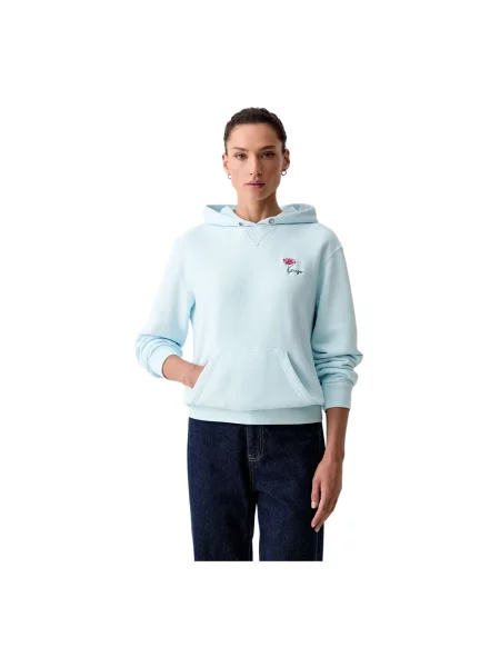 Haftowana bluza z kapturem Kenzo z kapturem niebieska