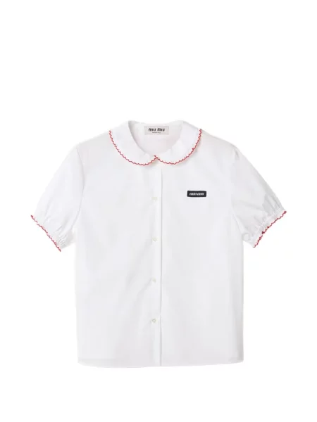 Cămașă Miu Miu cu broderie din poplin alb