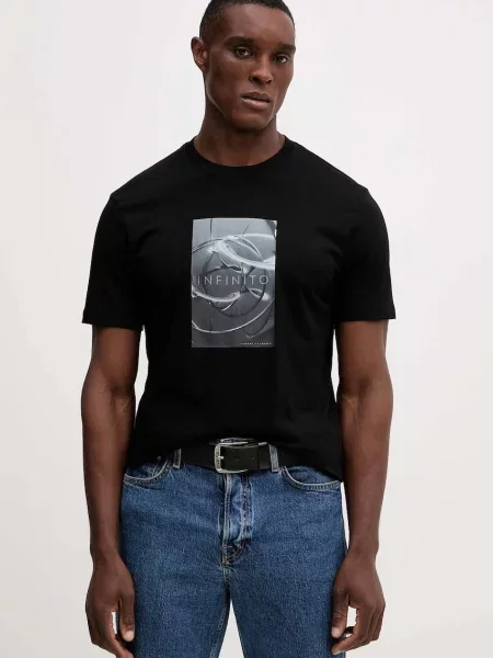 Тениска Armani Exchange с принт черно