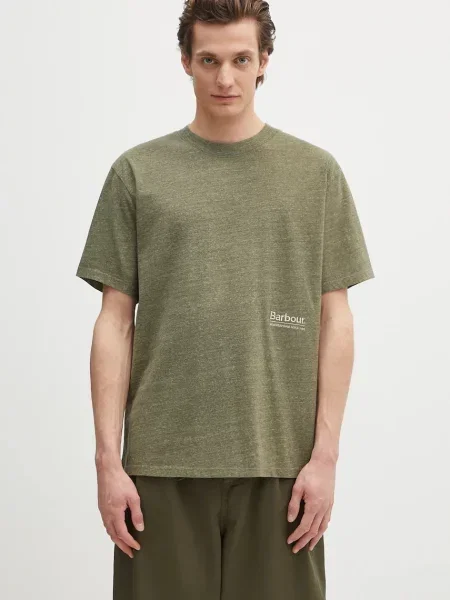 Kratka majica Barbour Barbour Calton Linen Blend OS Fit T-Shirt zelena
