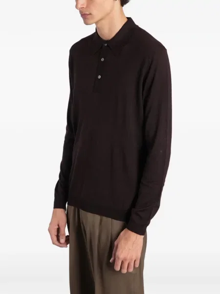 Lung tricou polo Low Brand maro
