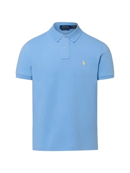 Koszulka polo o kroju slim fit z czystej bawełny Polo Ralph Lauren niebieskie