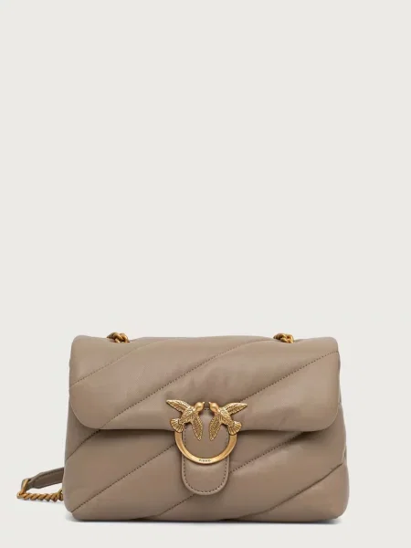 Pinko De piele geantă pe umăr Love Classic Puff bej