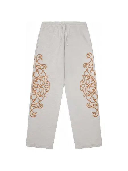 Pantaloni Denim Tears cu broderie alergare gri