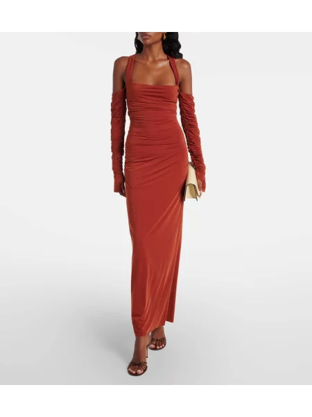 Rochie maxi Sir din jerseu de costum portocaliu