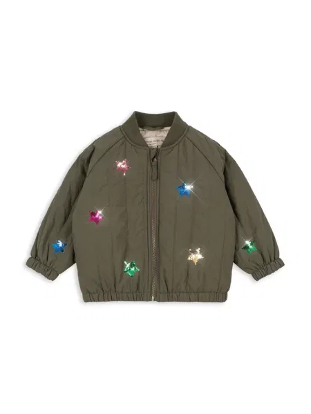 Konges Sløjd Dětská bomber bunda JUNO SEQUIN BOMBER JACKET zelená