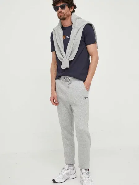 ALPHA INDUSTRIES Tricou bleumarin / alb / maro coniac albastru închis