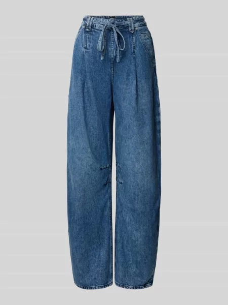 Jeansy z szerokimi nogawkami z mieszanki bawełny i lyocellu model ‘C_PLEATED BARREL Boss Orange niebieskie