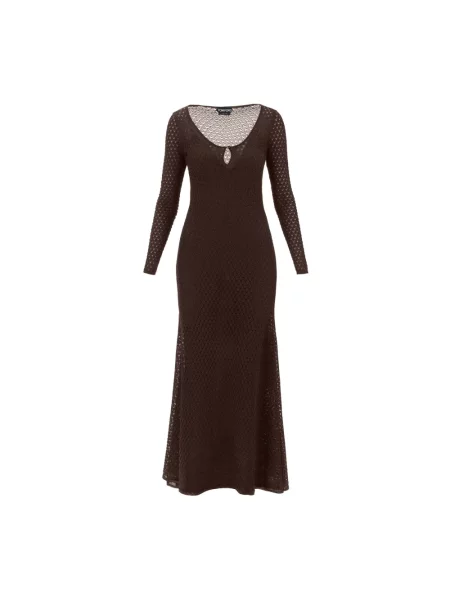 Sukienka maxi Tom Ford brązowa