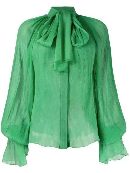 Bluză Atu Body Couture cu funde de mătase verde