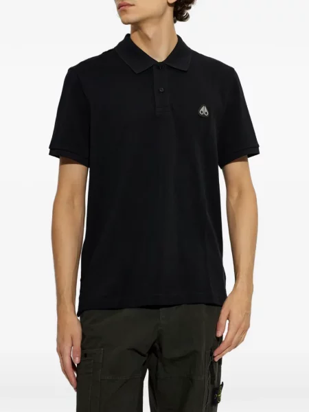 Tricou polo Moose Knuckles cu autograf negru