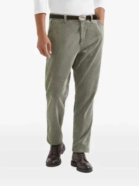 Pantaloni Brunello Cucinelli de catifea cord verde