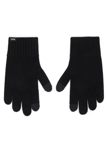 BOSS rukavice pánske s prímesou vlny Falco_Gloves čierna