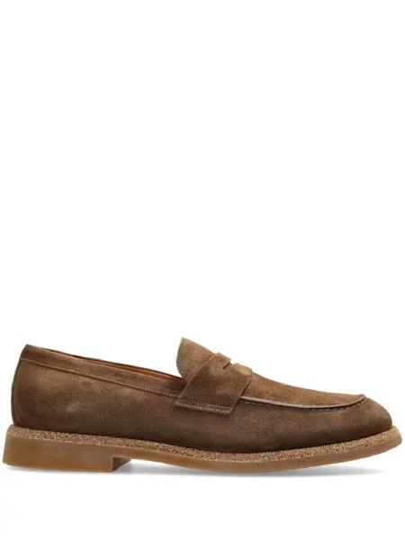 Pantofi loafer Eleventy din piele de căprioară maro