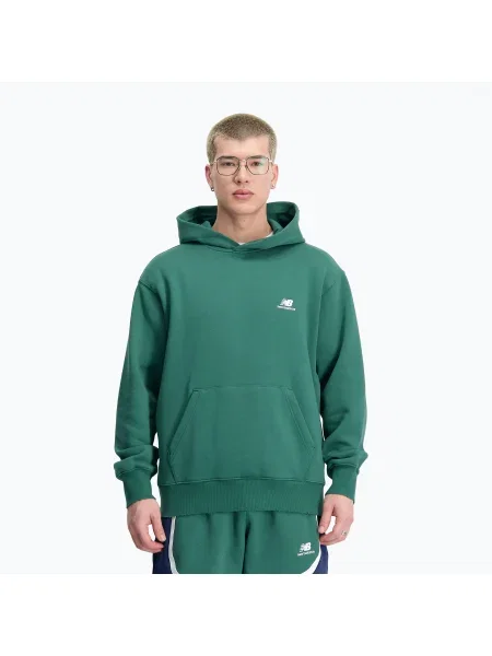 Флийс суичър с качулка New Balance зелено