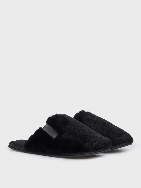 Меховые тапочки Calvin Klein черные