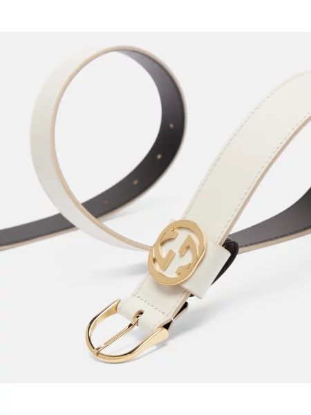 Cu centură curea Gucci din piele alb