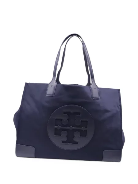 Geantă shopper Tory Burch cu autograf albastru