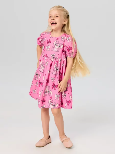 Sinsay šaty ve stylu babydoll Lilo & Stitch růžová