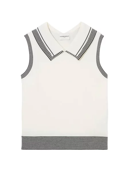 Top Claudie Pierlot fără mâneci cu dungi alb