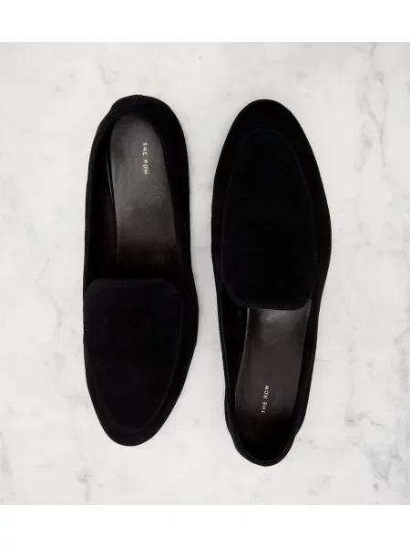 Pantofi loafer The Row din piele de căprioară negru