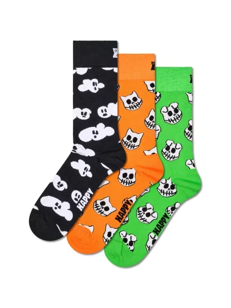 Happy Socks Șosete Halloween verde / portocaliu / negru alb