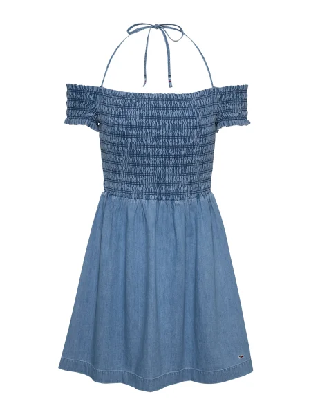 Tommy Jeans rochie din denim mini evazati albastru
