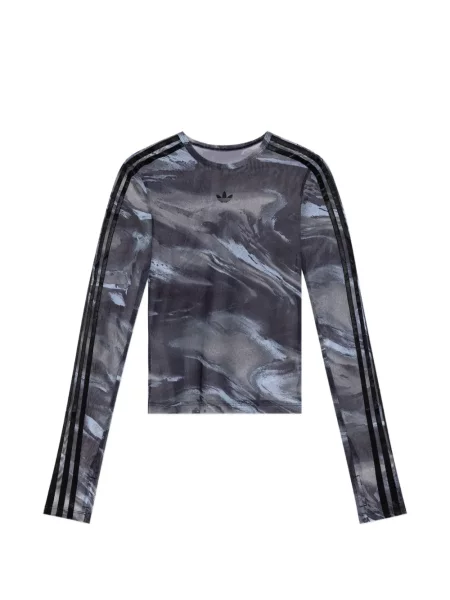 Lung tricou Adidas cu imagine plasă alb
