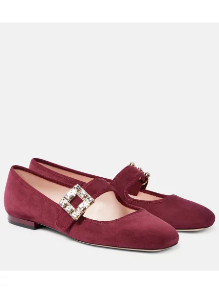 Pantofi cu toc Roger Vivier din piele de căprioară roșu
