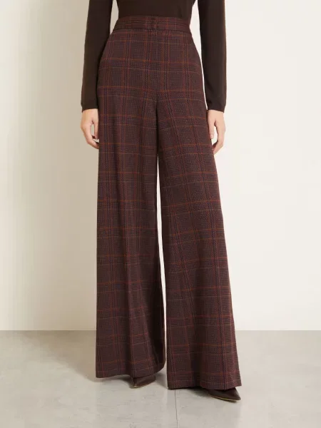 Max Mara Marlene Kalhoty Emiro Z Džerseju hnědá / světle hnědá / tmavě modrá