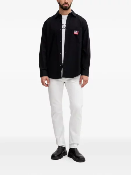 Tricou Armani Exchange cu broderie alb